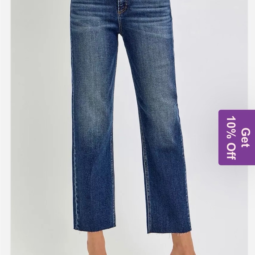 Risen High-Rise Slim Barrel Women's Jeans in Dark Blue Wash